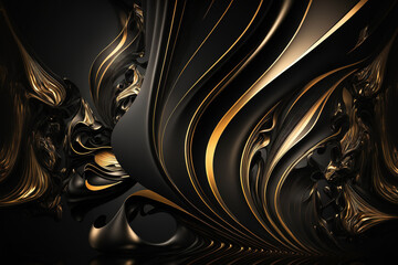 Abstract black and gold background. Luxury wallpaper. AI	