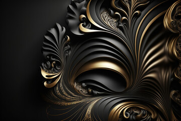 Abstract black and gold background. Luxury wallpaper. AI	