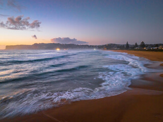 Dawn at the seaside and rock platform