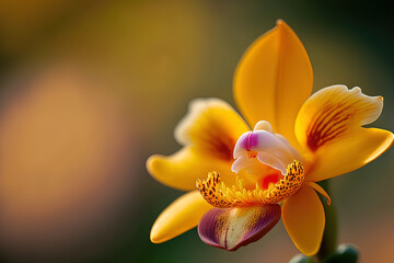 Fototapeta na wymiar macro image of a Thai orchid up close against a blurry background. Generative AI