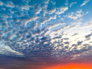 Aerial sunrise sky with clouds and colour