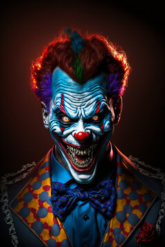 Portrait of Count Vampire Clown in full suit
