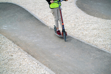 pump track for kick scooters riding outdoors, sport activities