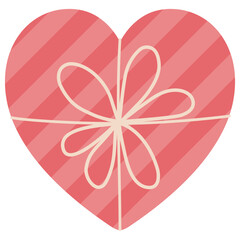Heart shaped gift box, flat vector image