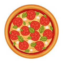 delicious pizza margherita in illustration and vector