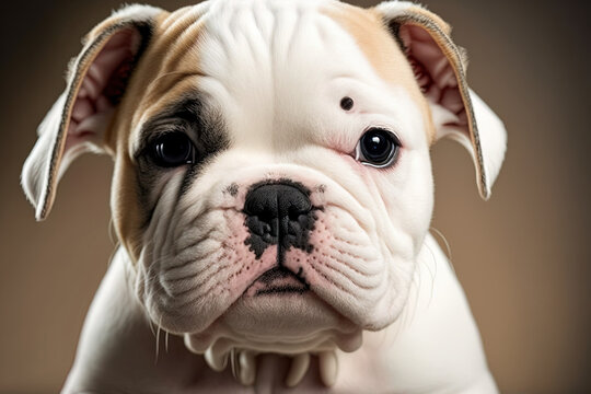 White bulldog puppy image social banner in a cute style. Generative AI