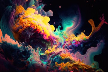  neon liquid hypnotic trippy background. Psychedelic. Generative AI - obrazy, fototapety, plakaty