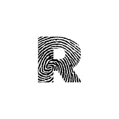 Letter R and Fingerprint Texture Logo Icon 001