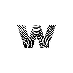 Letter W and Fingerprint Texture Logo Icon 001