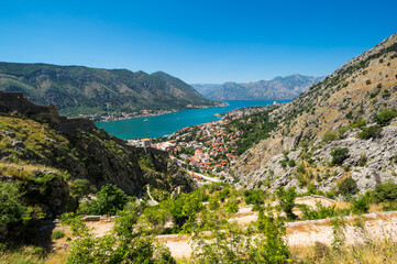 Fototapeta na wymiar Panorama of the Bay of Kotor and the fortress