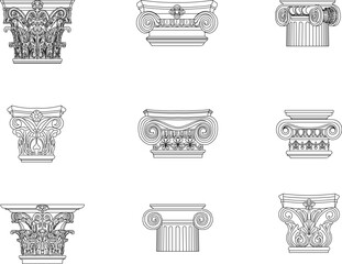 sketch vector illustration CLASSIC ROMAN MODEL COLUMN VECTOR DESIGN
