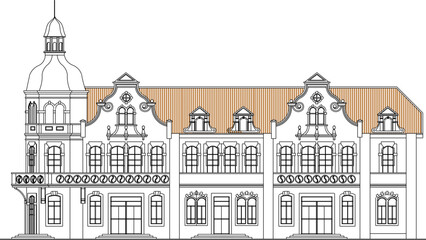sketch vector illustration of classic conservation ancient building