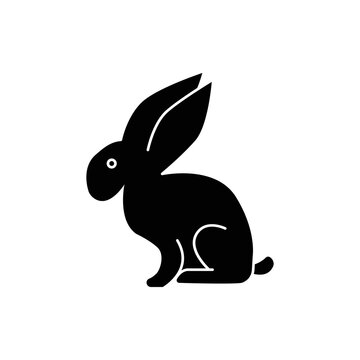 Rabbit icon illustration. icon related to pet. Glyph icon style. Simple vector design editable