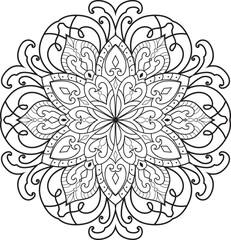 Mandala isolated on the white background.Decorative monochrome ethnic mandala pattern.