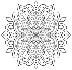 Mandala isolated on the white background.Decorative monochrome ethnic mandala pattern.