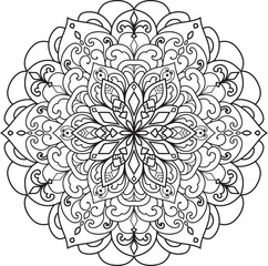 Mandala white background.Adult coloring page