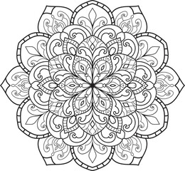 Mandala white background.Adult coloring page