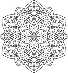 Mandala white background.Adult coloring page