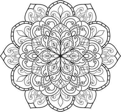 Mandala white background.Adult coloring page