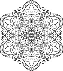 Mandala white background.Adult coloring page