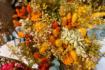 Naklejka na ściany i meble Color Life Natural Dried Flower Bouquet ,Natural Flowers Bouquet Daisies .Dried Daisies, Home Furnishings,DYI Flower Arrangement