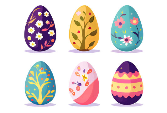 set vector illustration of aester colorful egg isolate on white background