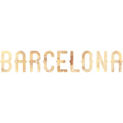 Barcelona City Typography in Golden letters, tourism related items, gift ideas etc.