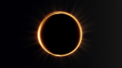 Golden circle with fire effects.Light effect.Vector.