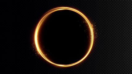 Golden circle with fire effects.Light effect.Vector.