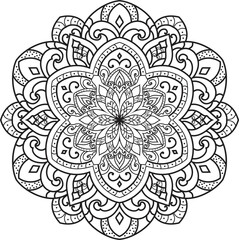 Mandala white background.Adult coloring page