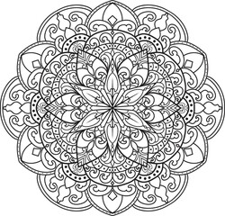 Mandala white background.Adult coloring page