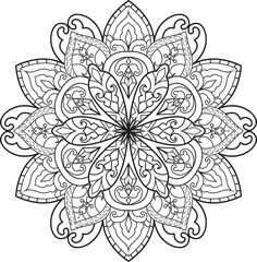 Mandala white background.Adult coloring page