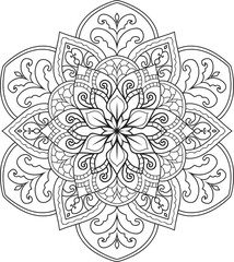 Mandala white background.Adult coloring page