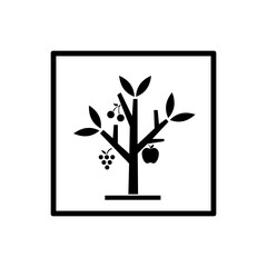 tree, fruits logo vector design in black and white colors