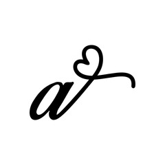 Initial A logo vector design, abstract art heart in black and white colors
