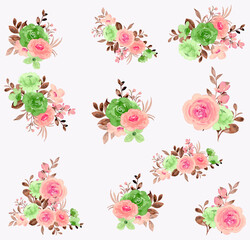 seamless watercolor abstract floral background with leaves