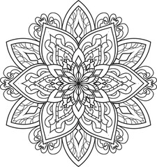 Mandala white background.Adult coloring page