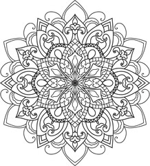 Mandala white background.Adult coloring page