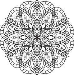 Mandala white background.Adult coloring page