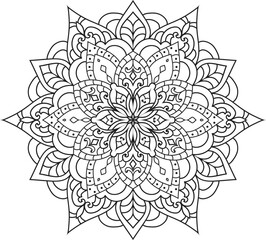 Mandala white background.Adult coloring page