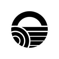 Abstract art circle logo vector design in black and white colors