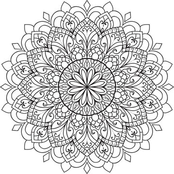 Mandala white background.Adult coloring page