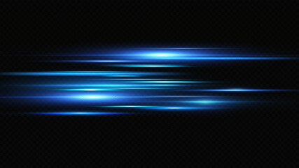 Vector illustration of a blue color. Light effect. Abstract laser beams of light. Chaotic neon rays of light