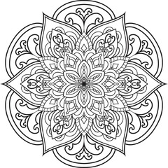 Black and white Mandala illustration Hand drawn outline Mandala.Mandalas for coloring book	