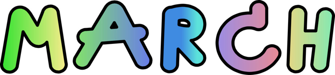 gradient lettering month decoration