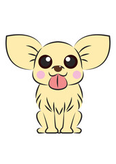 チワワの全身のかわいいイラスト　主線あり