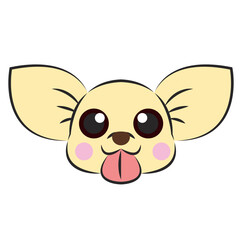 チワワの顔のかわいいイラスト　主線あり
