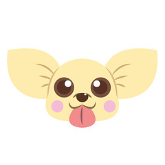 チワワの顔のかわいいイラスト　主線なし