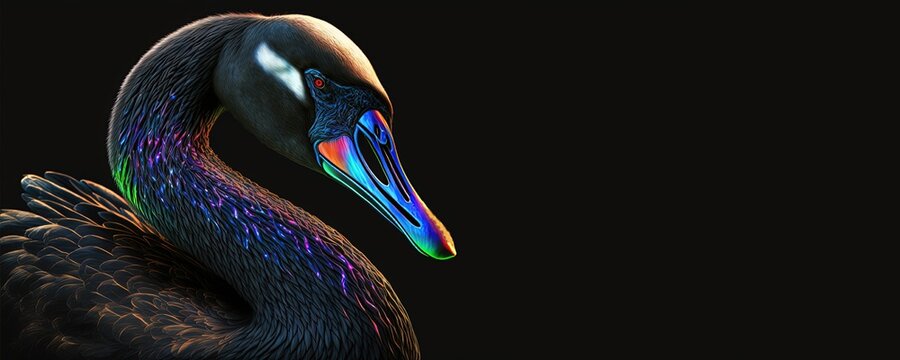 black opal swan. Generative AI picture.