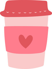 Take Away Paper Coffee Tea Hot Cup Heart Doodle Isolated Illustration